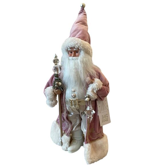 34th & Pine 23" Pink Velvet Santa w/ Crystal Ornaments Christmas Holiday New - Picture 15 of 16